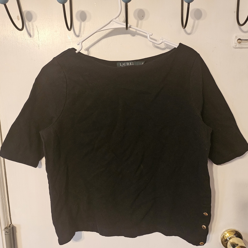 Lauren Ralph Lauren Black Boxy Short Sleeve Tee